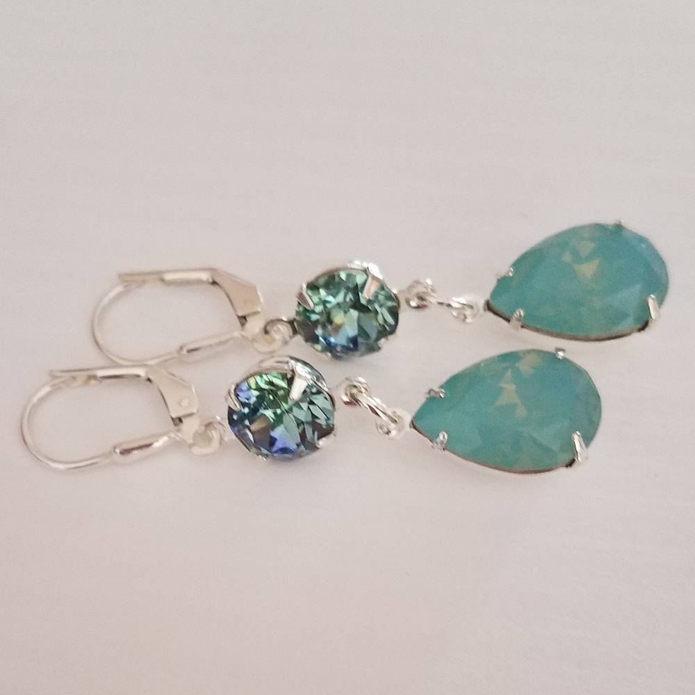 Austrian Crystal Sterling Silver Earrings - Picture 8 of 8